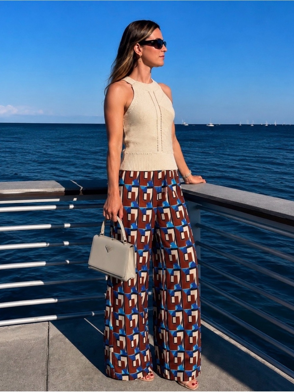 ZARA Boho Hippie Geometric Print Flare Pants